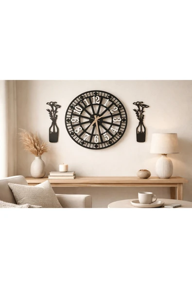 Salon duvar saati 40 cm çiçekler 30 cm dir no37 ürün görseli 1