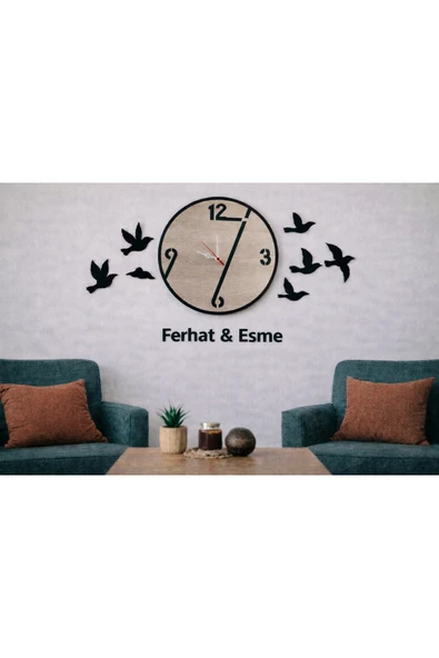 Salon duvar saati 40 cm kuş temalı 8 adettir no 1019 ürün görseli 1