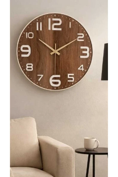 40 cm MDF Duvar Saati, Dekoratif Tasarım, Sessiz Mekanizma, Şık Ev ve Ofis Değer Katar No: mrc9009 ürün görseli 1
