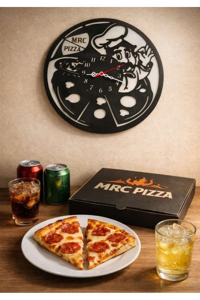 Pizza firmaları için tasarlanmış duvar saati Kişiye Özel no:100049 ürün görseli 1