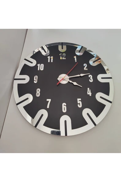 Duvar Saati kıvrımlı gümüş aynalı model ürün görseli 1