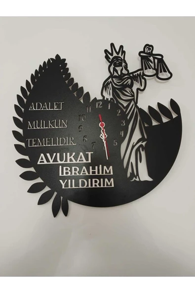 AVUKAT,ADALET,HUKUK BÜROSU,ADLİYE İÇİN DUVAR SAATİ kişiye özel isim ve bilgi yazılı gönderilecektir. ürün görseli 1
