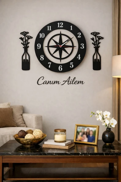 Salon saati 40 cm Canım Ailem temalı no32 ürün görseli 1