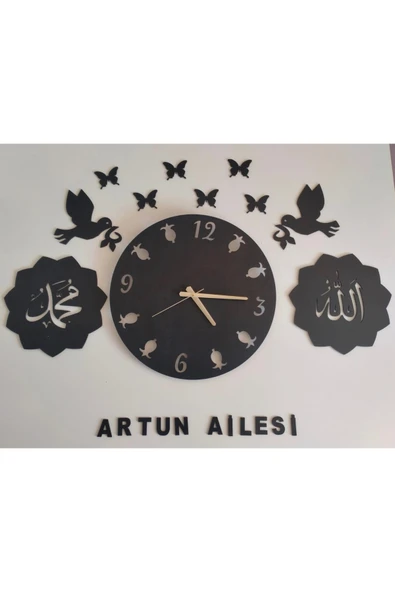 Cennet Kuşları temalı Duvar Saati Kişiye Özel isim ürün görseli 1
