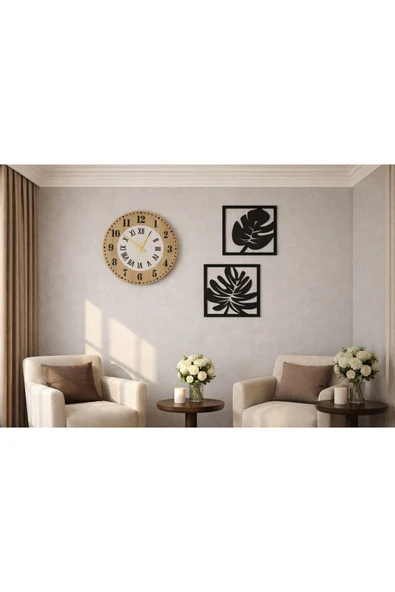 Salon duvar saati 40 cm çiçekler 30 cm şık tasarım no30022 ürün görseli 1
