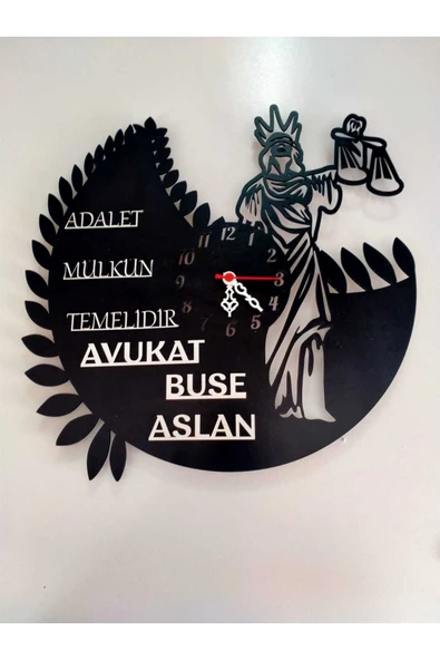 ADALET,AVUKAT,HUKUK BÜROSU,ADLİYE İÇİN DUVAR SAATİ kişiye özel isim ve bilgi yazılı gönderilecektir. ürün görseli 1