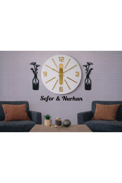 Duvar saati 40 cm çiçekler 30 cm kişiye özel no 1025 ürün görseli 1