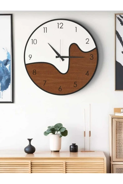 40 cm MDF Duvar Saati, Dekoratif Tasarım, Sessiz Mekanizma, Şık Ev ve Ofis Değer Katar No: mrc1001 ürün görseli 1