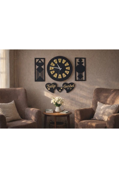 Salon saati kişiye özel 40 cm altın pleksi no 29 ürün görseli 1