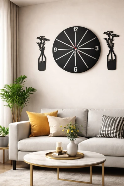 Duvar saati 40 cm çiçekler 30 cm dir no 60 - Resim 3