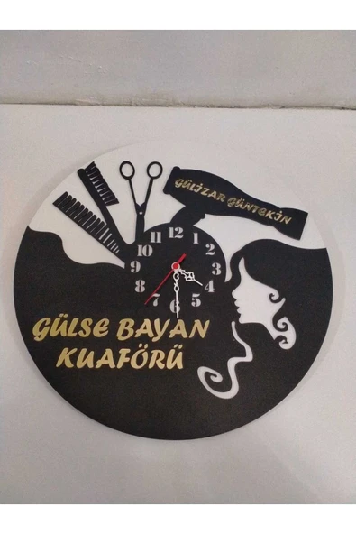 Kuaför veya Güzellik salonu Kişiye Özel Tasarım Duvar Saati ürün görseli 1