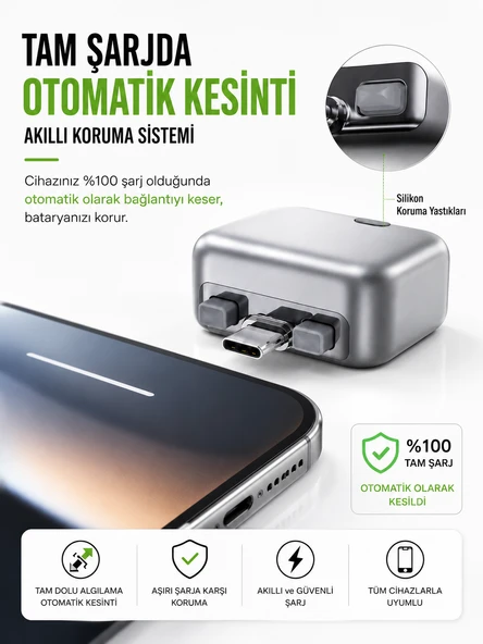 140W Type-C Hızlı Şarj Adaptörü Yapay Zeka Akıllı Şarj Kesme Çift Akım Korumalı Otomatik Kesinti ürün görseli 1