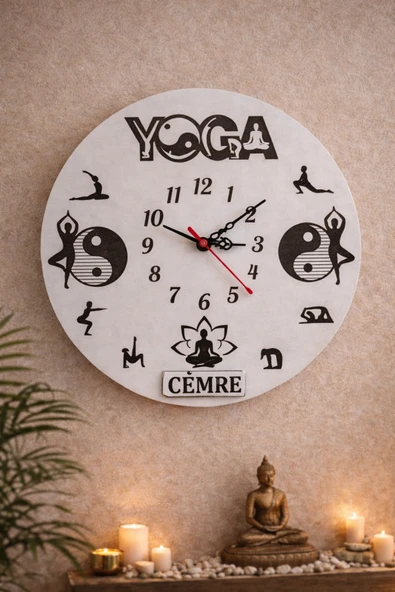 Yoga firmaları için tasarlanmış duvar saati 40 cm dir kişiye özel no41 ürün görseli 1