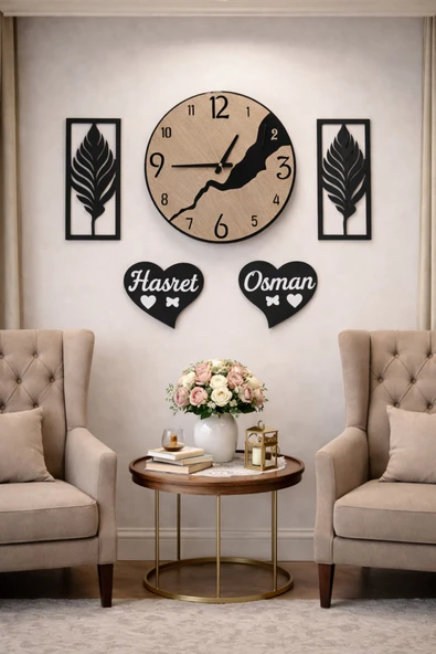 Salon için şık ve modern Duvar saati kişiye özel no 124 ürün görseli 1