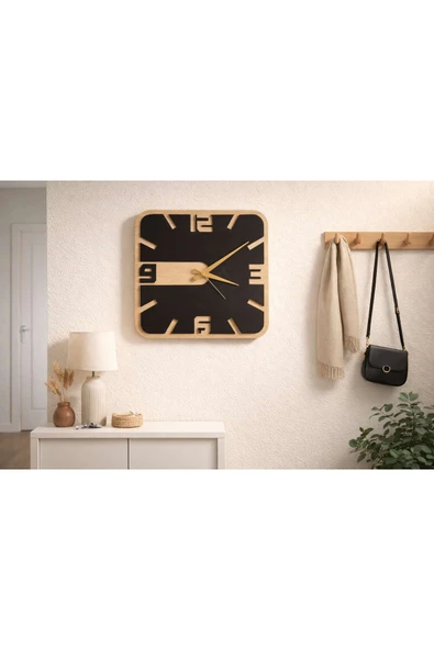 40 cm MDF Duvar Saati, Dekoratif Tasarım, Sessiz Mekanizma, Şık Ev ve Ofis Değer Katar No: mrc90008 ürün görseli 1