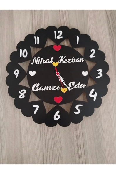 SALON-ODA-İŞ YERİ kaliteli DUVAR SAATİ 3mm mdf siyah-beyaz ÇOK ŞIK TASARIM-2 ürün görseli 1