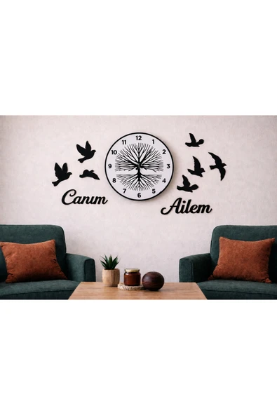 Duvar saati 40 cm modern ve şık 8 adet kuş temalı no97 ürün görseli 1