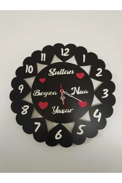 SALON-ODA-İŞ YERİ kaliteli DUVAR SAATİ 3mm mdf siyah-beyaz ÇOK ŞIK TASARIM ürün görseli 1