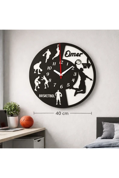 Basketbol temalı duvar saati 40 cm kişiye özel no 4013 ürün görseli 1