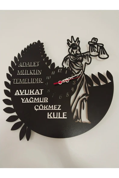 ADALET,AVUKAT,HUKUK BÜROSU,ADLİYE İÇİN DUVAR SAATİ kişiye özel isim ve bilgi yazılı gönderilecektir. ürün görseli 1