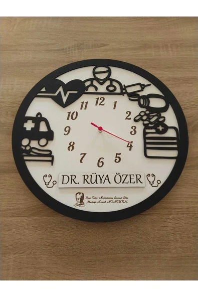 Doktorlara Özel Duvar Saati kişiye özel isim yazarak gönderilecektir ürün görseli 1