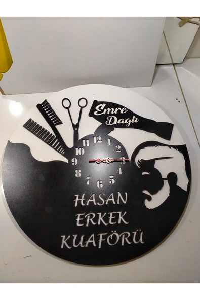 Kuaför Duvar Saati Muhteşem tasaım 3+3 mm mdf (kaliteli) ürün görseli 1