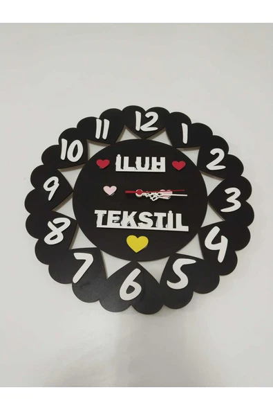 tekstil için duvar saati kişiye özel isim ve renk ürün görseli 1