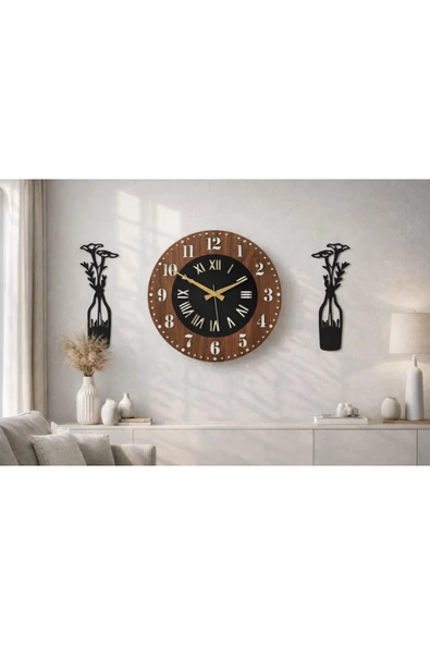 Duvar saati 40 cm çiçekler 30 cm no124 ürün görseli 1
