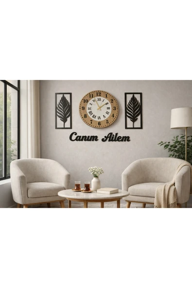 Duvar saati 40 cm çiçekler 30 cm şık konbin ve modern no30025 ürün görseli 1