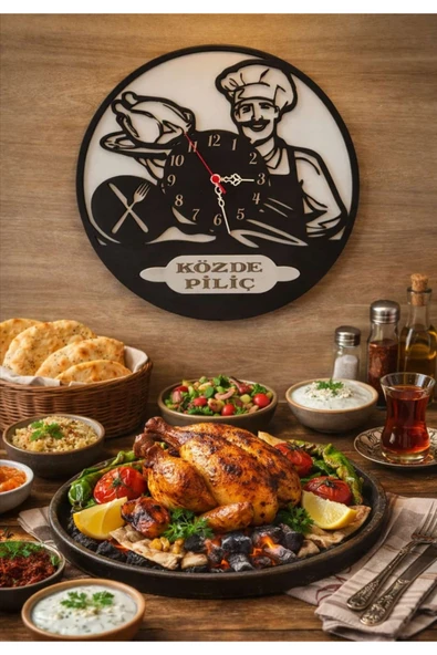 KÖZDE PİLİÇ RESTORANTLAR İÇİN TASARLANMIŞ ( Kişiye Özel )Duvar Saati ürün görseli 1