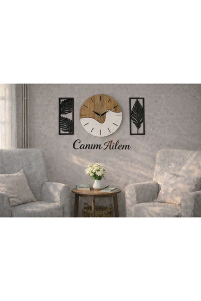 Duvar saati 40 cm şık ve modern çiçekler 30 cm no58 ürün görseli 1