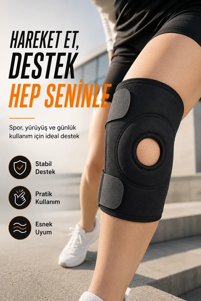 Ayarlanabilir Patella Destekli Dizlik Spor İçin Cırtlı Diz Bandajı Koruyucu Ortez ürün görseli 1