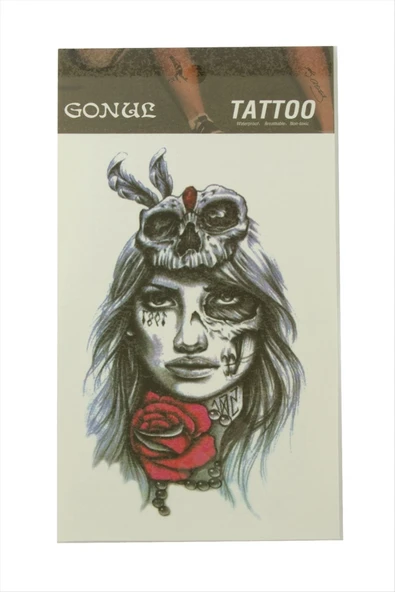 Gül Kuru Kafa Tattoo Dövme Sticker ürün görseli 1