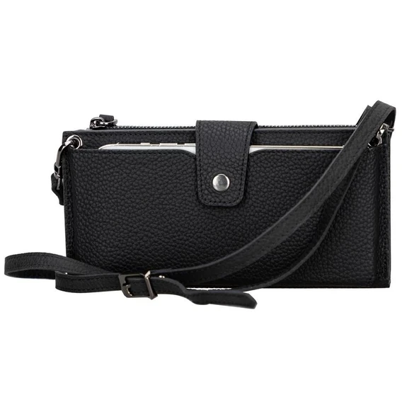 Lozan Strap 6.5 inch Uyumlu Deri Kartlıklı Kılıf ERC1 Siyah ürün görseli 1