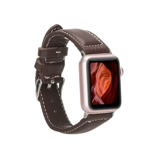 Apple Watch Uyumlu Deri Kordon 42-44-45mm NM4-AS4 Kahve ürün görseli 1