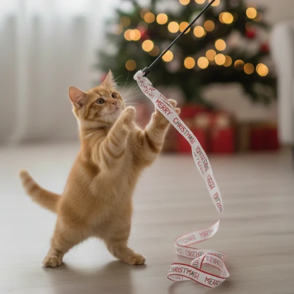 Yılbaşı Temalı Kedi Oyun Oltası - Resim 2