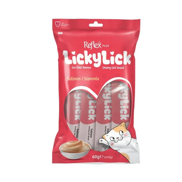Reflex Plus Lickylick Somonlu Kedi Sıvı Ödül sı 4x15gr ürün görseli 1