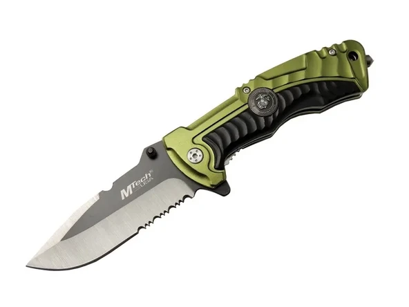 Mtech 4-12-1 Haki Kurtarma / Kamp Çakısı 21cm- Yarı Otomatik, Testere Detaylı, Cam Kırma Aparatlı, Kemerlikli ürün görseli 1