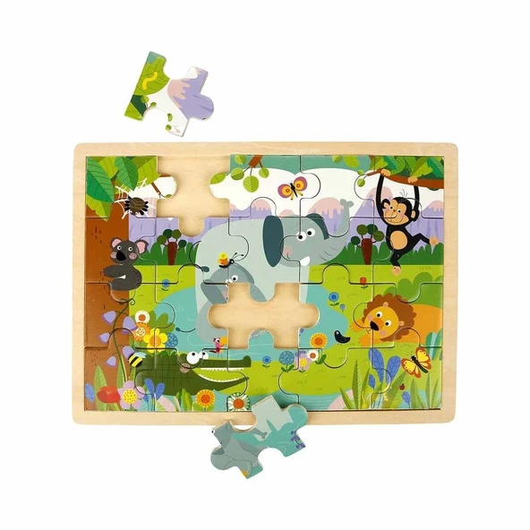 S01002909 WOODEN PUZZLE VEHICLES ANMALS 5 PCS 2 AST ürün görseli 1