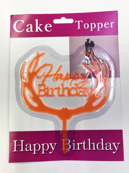 Happy Birthday Yazılı Tcu Dallı Pasta Kek Çubuğu ürün görseli 1