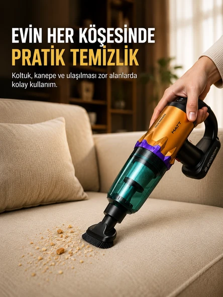 Taşınabilir Kablosuz El Süpürgesi Araç ve Ev Temizliğine Uygun ürün görseli 1