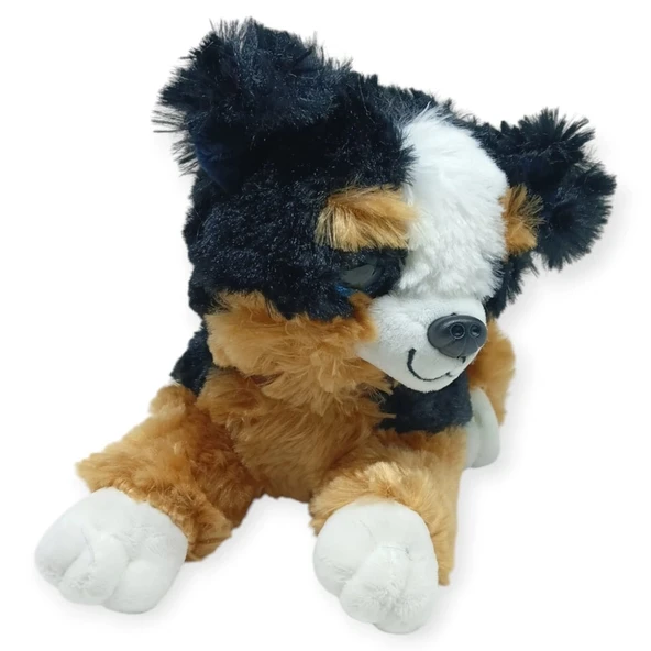 Sesli Peluş Yatan Köpek 25 cm - Siyah Kahve - 1 ADET ürün görseli 1