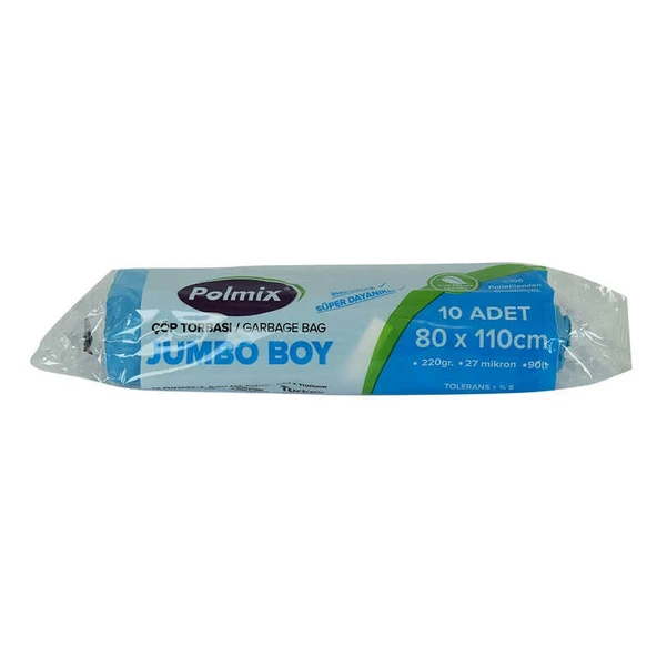 Çöp Torbası Jumbo Boy 80x110Cm 220Gr 27Mikron 90Lt Mavi Rulo 10 Adet ürün görseli 1