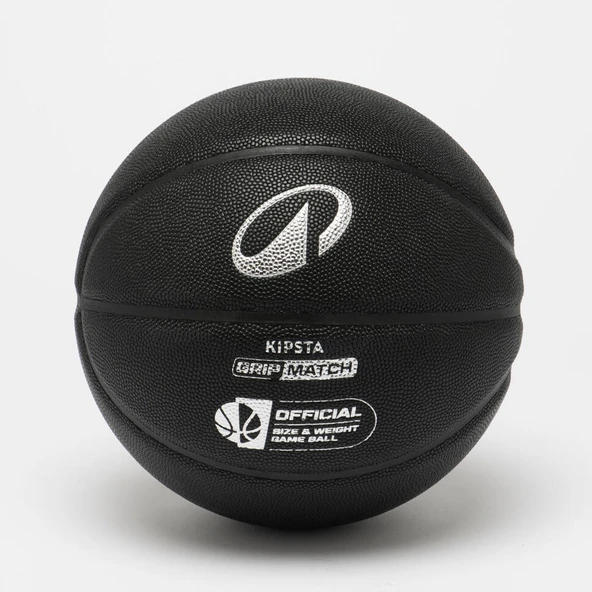 1KIPSTA Basketbol Topu - 7 Numara - Gümüş Rengi/Siyah - Grip Match BT500X ürün görseli 1