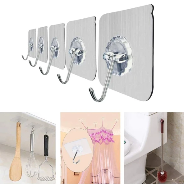 Ultra Güçlü Yapışkanlı 10LU Şeffaf Askı - Resim 2