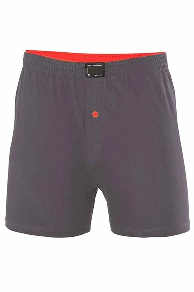 Düğmeli Pamuklu Erkek Penye Boxer Büyük Beden Füme - 1278A ürün görseli 1
