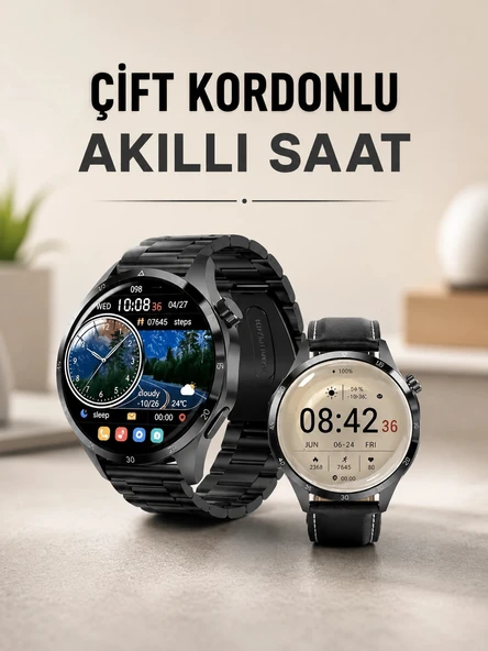 Çift Kordonlu Yüksek Çözünürlüklü Akıllı Saat Uyku İzleyici & Spor Modları ürün görseli 1