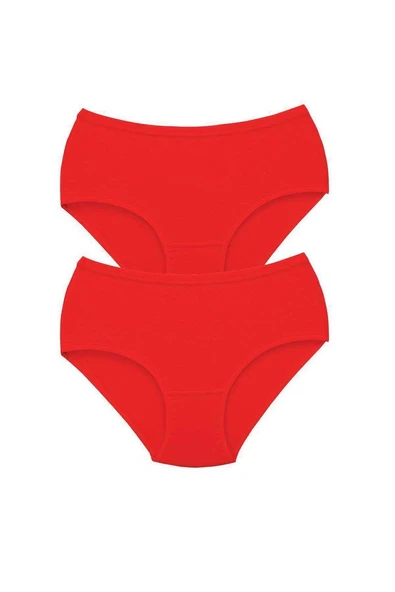 2 Adet Tutku Kadın Yüksek Bel Bato Kalın Lastik Külot Kırmızı mudanis ürün görseli 1