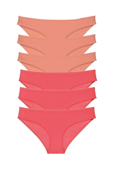 6 adet Süper Eko Set Likralı Kadın Slip Külot Pudra Fuşya mudanis ürün görseli 1