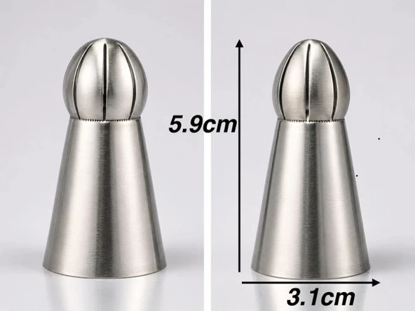 5'li Profesyonel Rus Top Duy Ucu Seti – 5.9 cm Büyük Boy Paslanmaz Çelik a Sıkma ve Fırfır Uçları ürün görseli 1